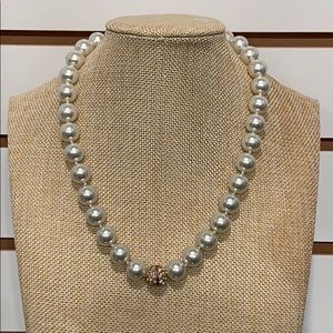 Faux Pearl and Rhinestone Necklace